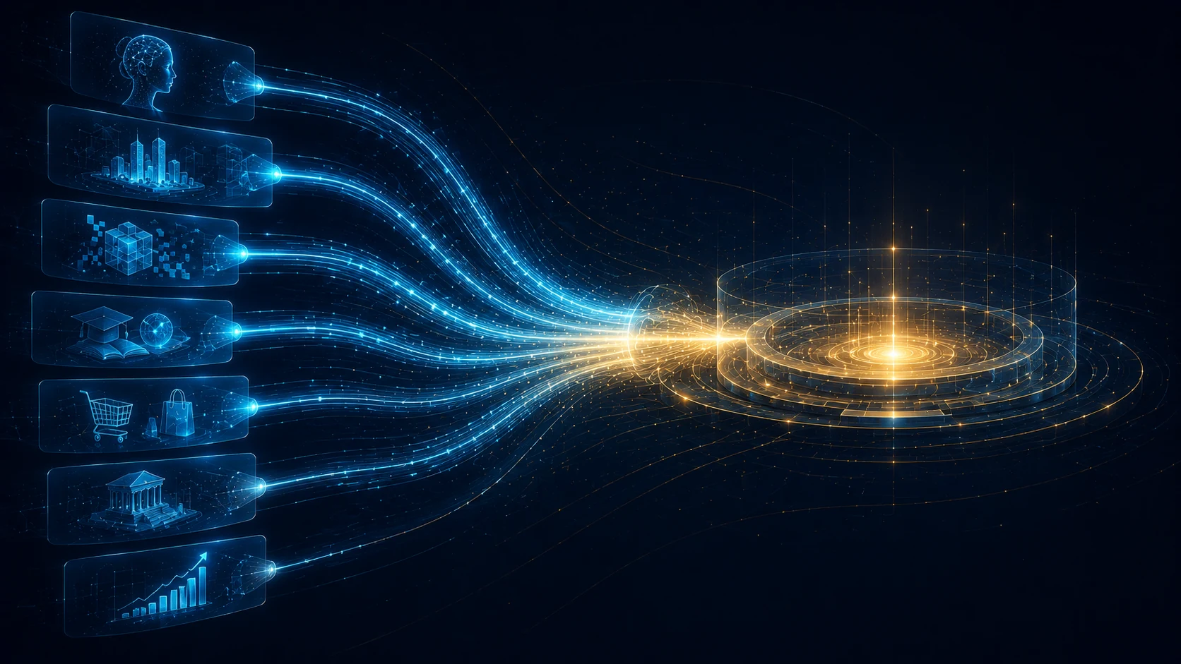 Convergence visual showing AI, digital twins, real-time 3D and XR merging into a single experience layer